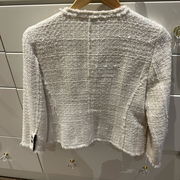 Zara boucle crop button blazer with bow- size small - Picture 7 of 8